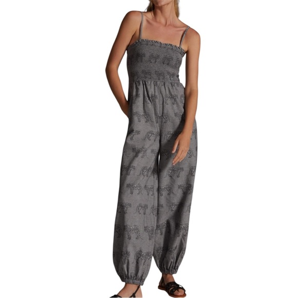 Anthropologie Pants - Anthropologie By Anthropologie Grey Motif Tiger Balloon-Leg Jumpsuit
